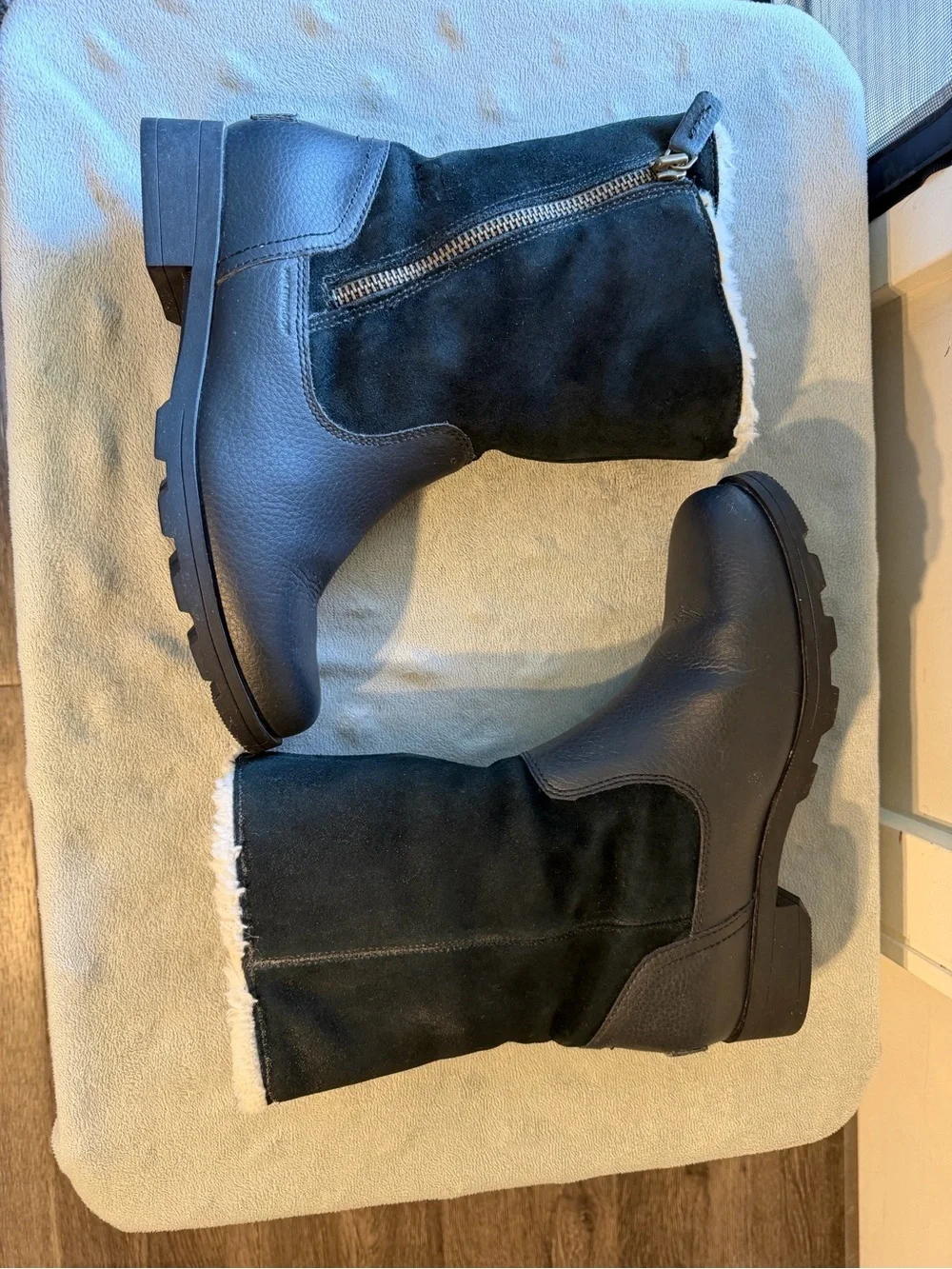 Women's Sorrel Emilie Black Mid-Calf Leather & Suede Zip Boots - Picture 14 of 14